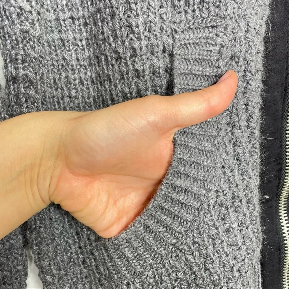 Stitch Fix l Pixley Grey Chunky Knit Zip Up Cardigan, Angora Cashmere